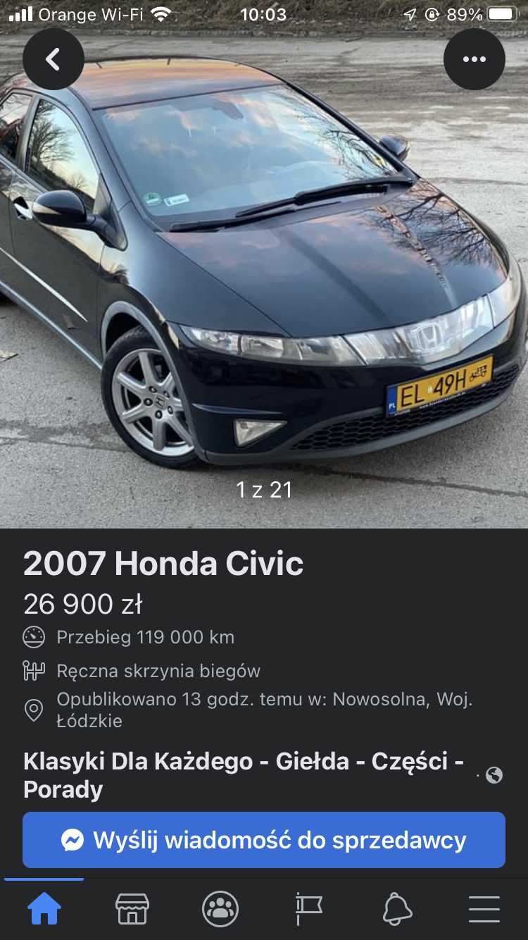 Honda Civic Viii Generacji Zarejestrowana Jako Zabytek