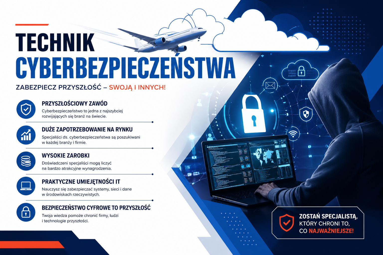 Zalety kierunku technik cyberbezpieczeństwa