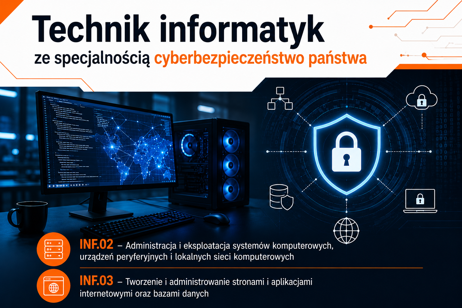 Technik informatyk ze specjalnością cyberbezpieczeństwo państwa w Technikum im. Wisławy Szymborskiej w Częstochowie ZDZ w Katowicach