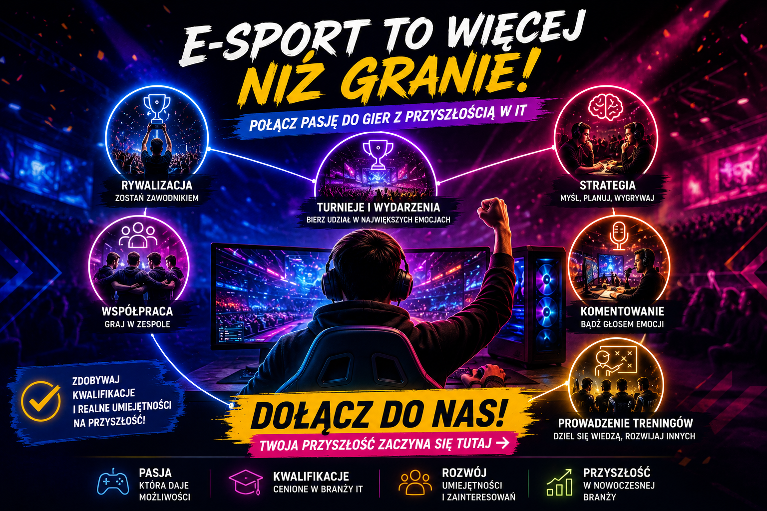Technik informatyk w Kętach ze specjalnością e-sportową &ndash; e-sport, gry komputerowe, turnieje, tworzenie gier, kwalifikacje informatyczne, trener e-sportowy, komentator i zawodnik e-sportowy.
