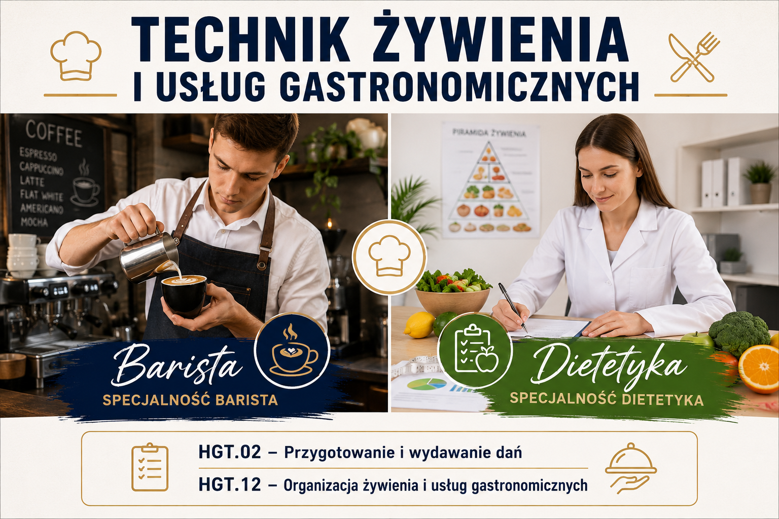 Technik żywienia i usług gastronomicznych w Technikum im. Wisławy Szymborskiej w Częstochowie ZDZ w Katowicach, specjalność barista lub dietetyka
