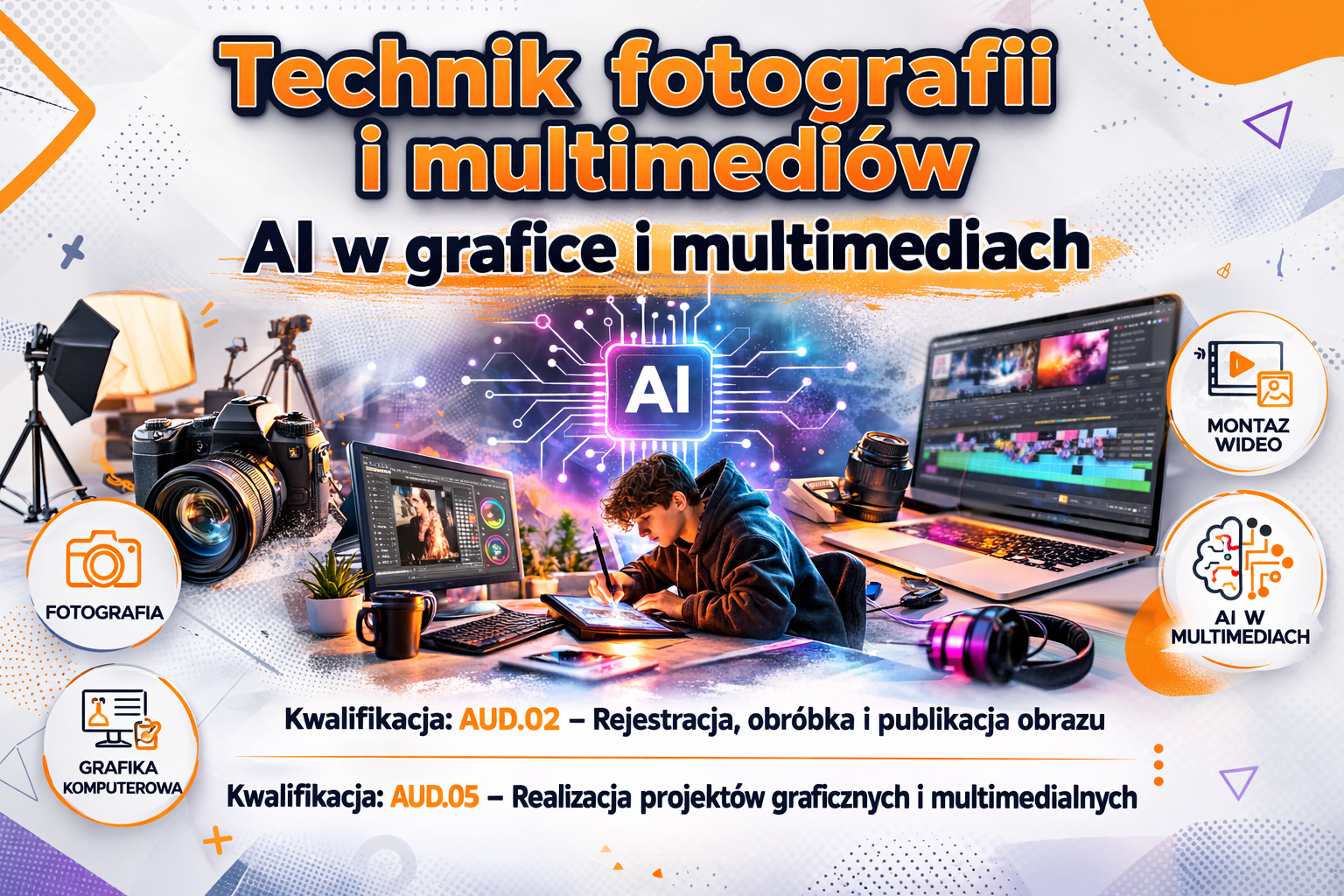 Technik fotografii i multimedi&oacute;w ze specjalnością AI w grafice i multimediach &ndash; nauka fotografii, grafiki komputerowej i projekt&oacute;w multimedialnych w technikum w Kętach