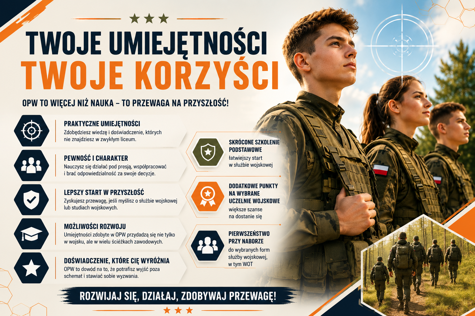 Korzyści po ukończeniu Liceum Ogólnokształcącego - Oddział Przygotowania Wojskowego w Olkuszu ZDZ w Katowicach.