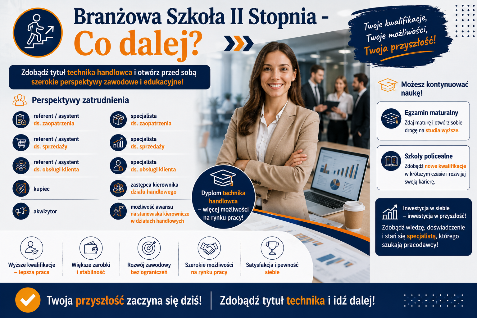 Perspektywy zatrudnienia i inne możliwości po BS II Stopnia w zawodzie Technik handlowiec