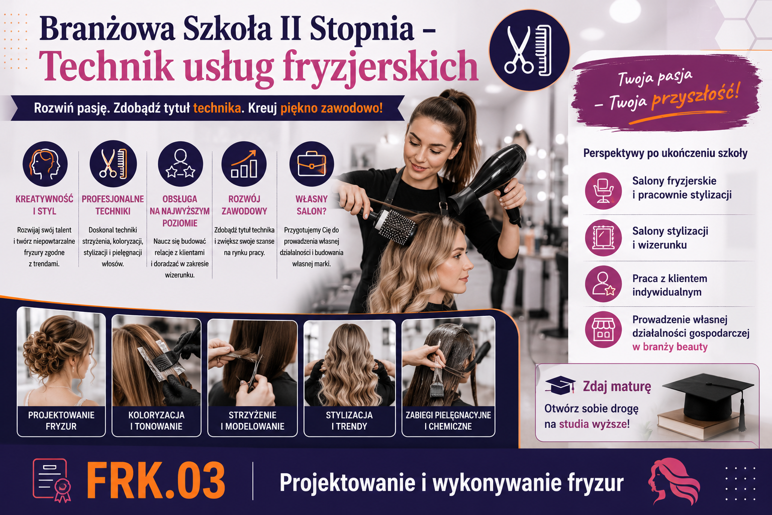 Technik usług fryzjerskich w Branżowej Szkole II Stopnia w Ustroniu