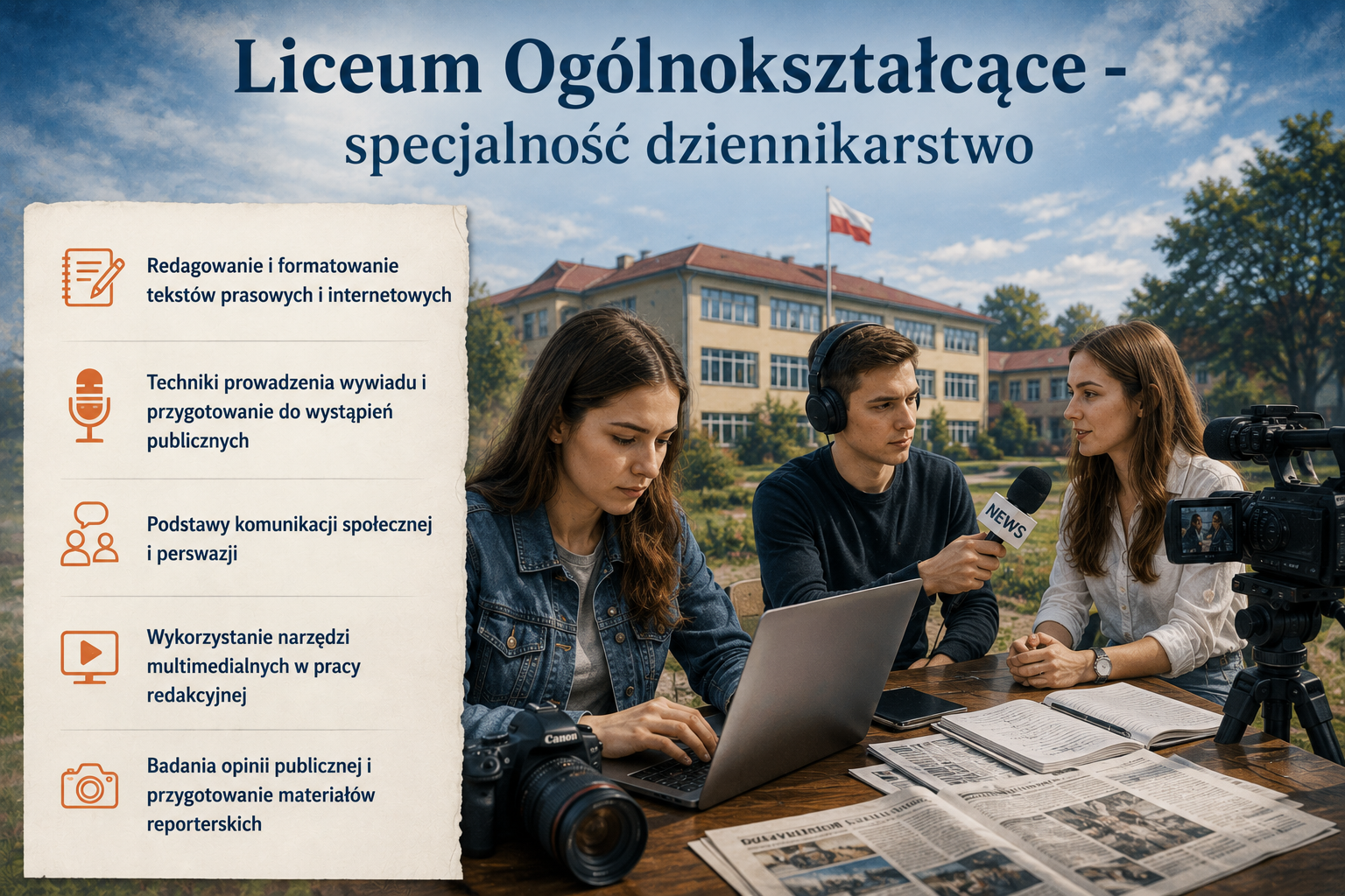 Dodatkowe korzyści w Liceum Ogólnokształcące specjalność dziennikarstwo w Andrychowie
