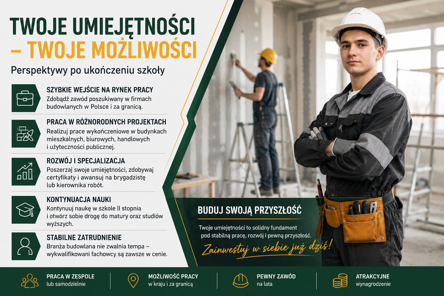Perspektywy po ukończeniu Branżowej Szkoły I Stopnia w zawodzie Monter zabudowy i robót wykończeniowych w budownictwie