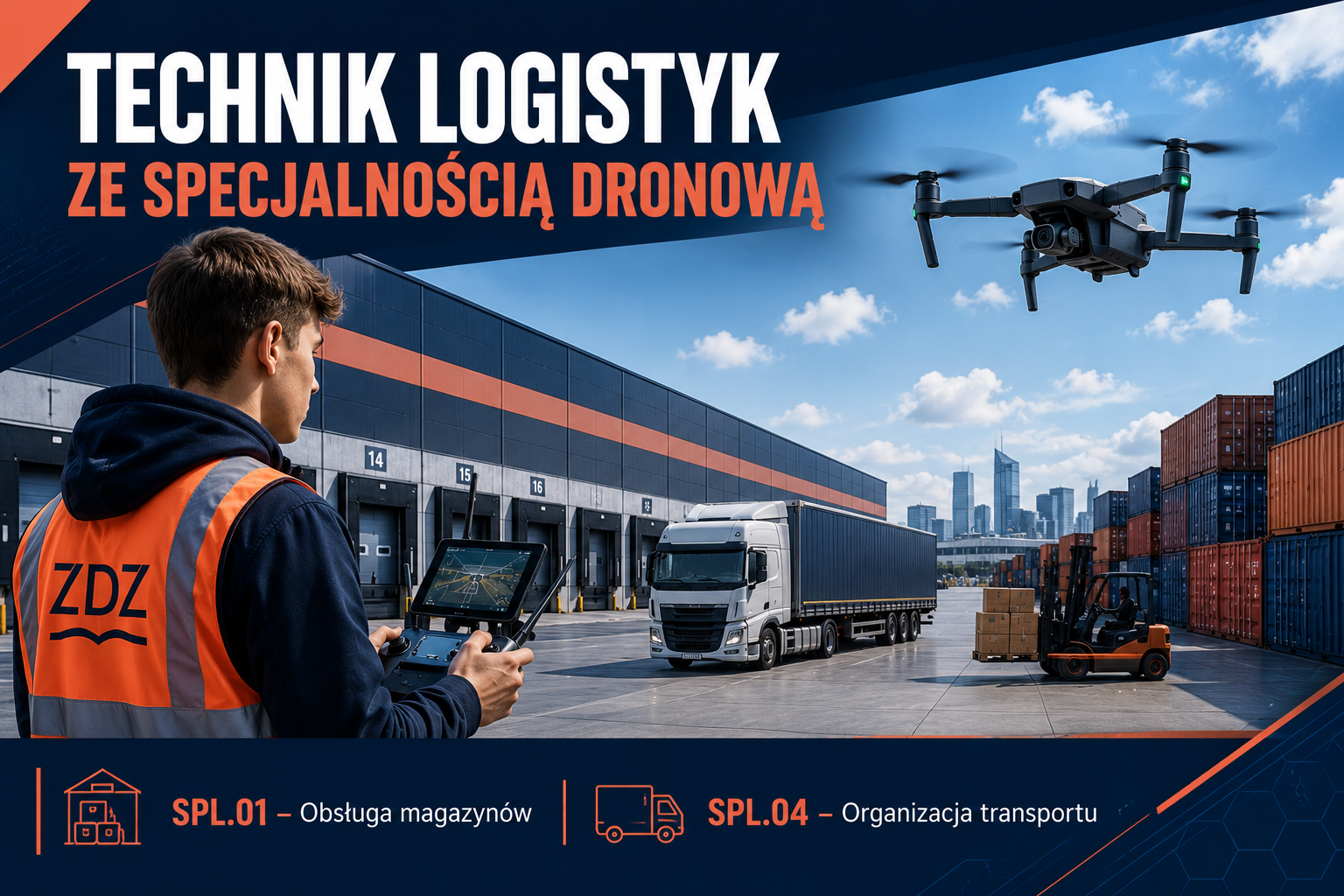 Technik Logistyk ze specjalnością dronową w Technikum w Rybniku – nauka logistyki, transportu i technologii dronowych.