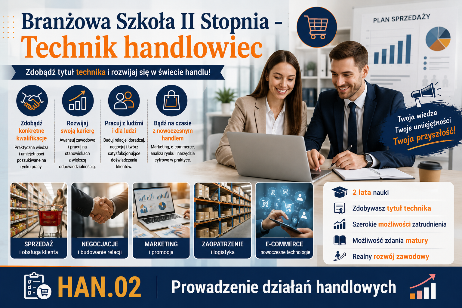 Technik handlowiec w Branżowej Szkole II Stopnia w Ustroniu ZDZ w Katowicach