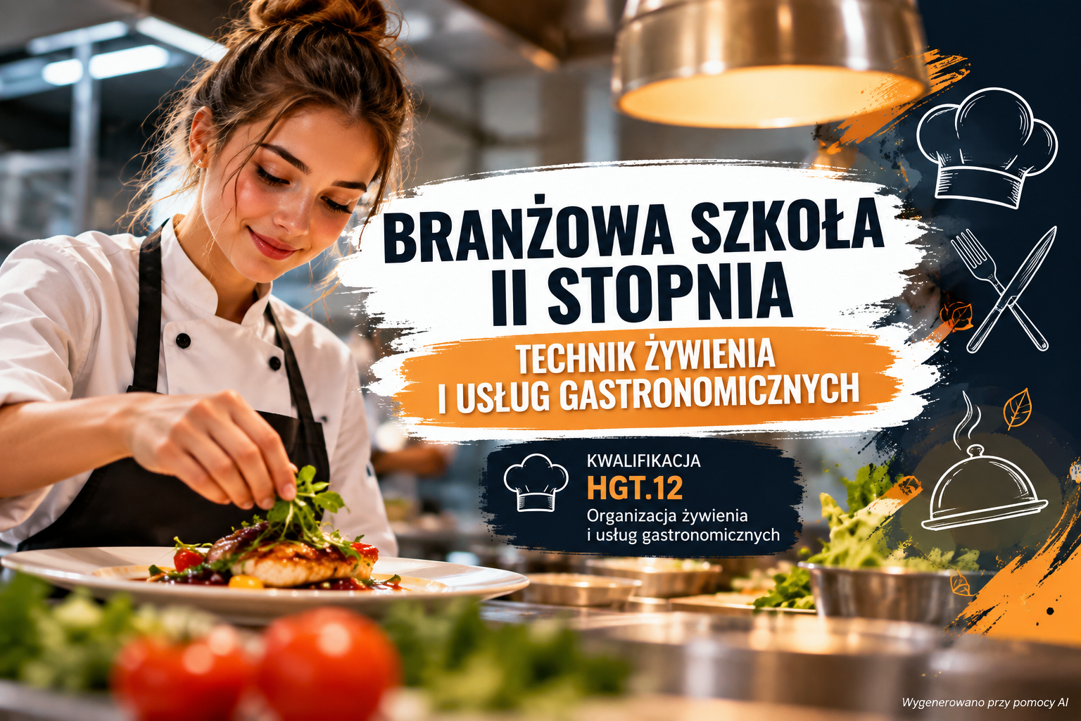 Branżowa Szkoła II Stopnia im. Mikołaja Kopernika w Sosnowcu ZDZ w Katowicach – technik żywienia i usług gastronomicznych, kwalifikacja HGT.12 – organizacja żywienia i usług gastronomicznych, nauka zawodu i przygotowanie do pracy w gastronomii.
