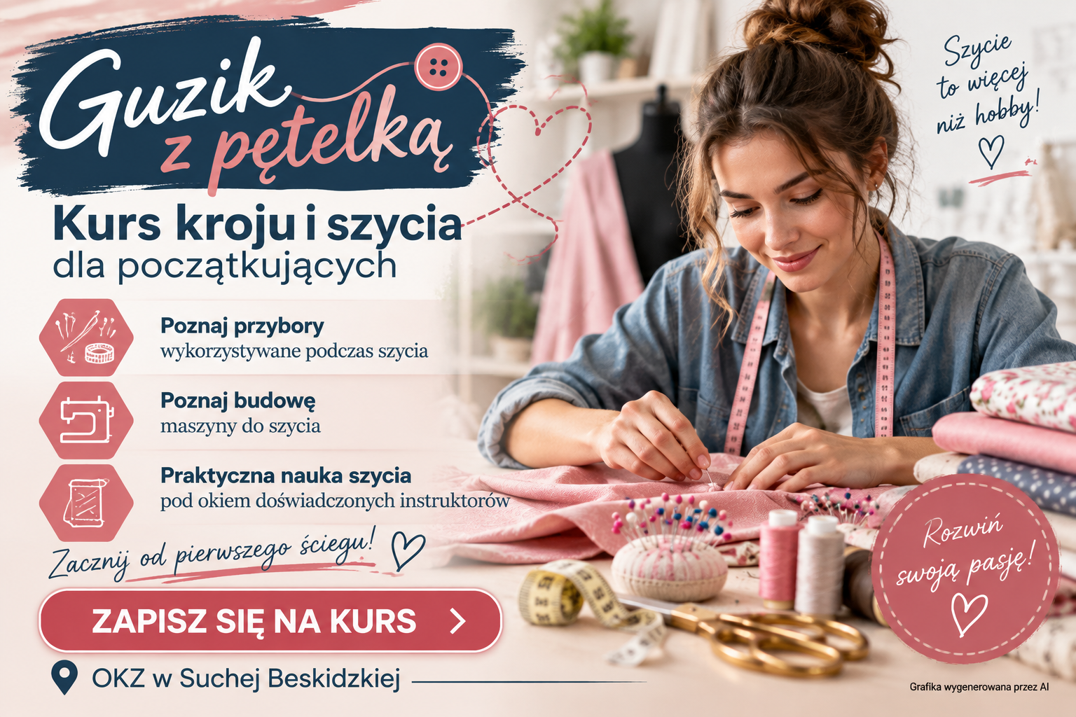 OKZ w Suchej beskidzkiej ZDZ w Katowicach zaprasza na kurs kroju i szycia dla początkujących