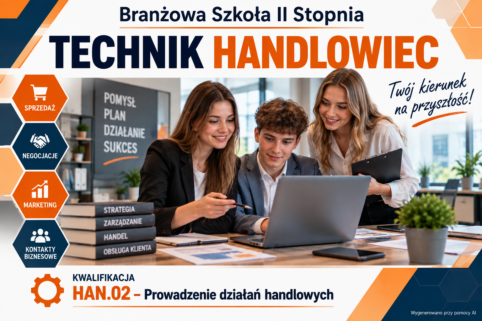 Branżowa Szkoła II Stopnia im. Mikołaja Kopernika w Sosnowcu ZDZ w Katowicach – technik handlowiec, kwalifikacja HAN.02 Prowadzenie działań handlowych