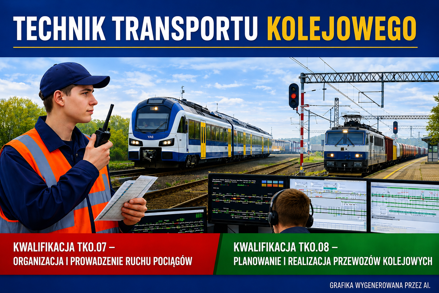 Technik transportu kolejowego w Technikum w Cieszynie ZDZ w Katowicach.