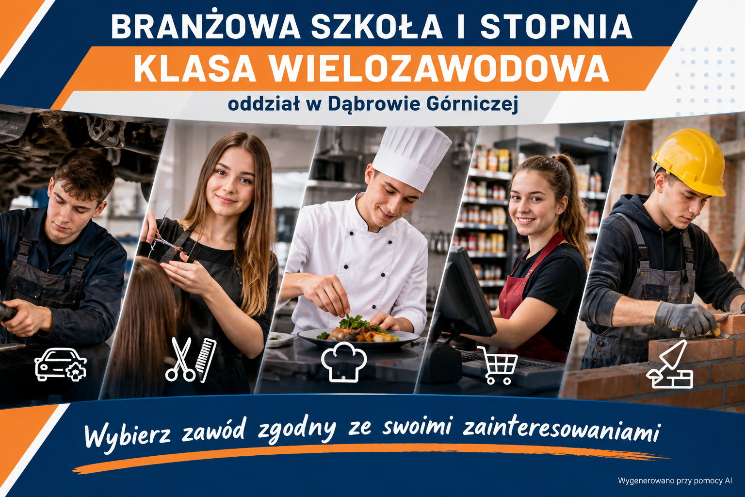 Branżowa Szkoła I Stopnia w Sosnowcu ZDZ w Katowicach – klasa wielozawodowa, oddział w Dąbrowie Górniczej, wybór zawodu zgodnego z zainteresowaniami i przygotowanie do pracy.