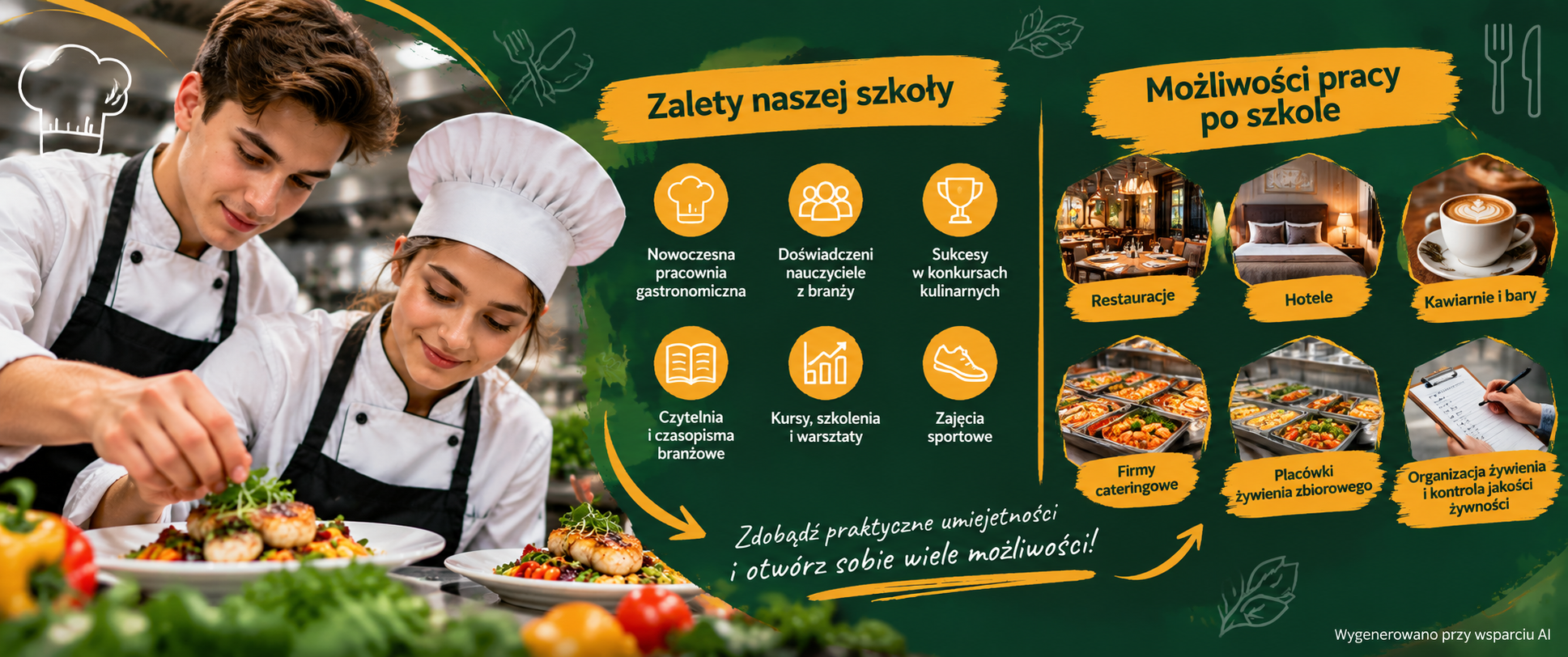 Branżowa Szkoła II Stopnia w Trzebini ZDZ w Katowicach &ndash; zalety szkoły i możliwości pracy w zawodzie technik żywienia i usług gastronomicznych.