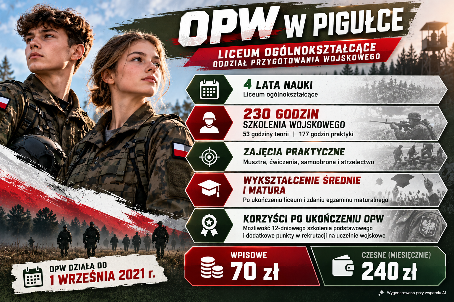 Liceum Ogólnokształcące w Tychach ZDZ w Katowicach – Oddział Przygotowania Wojskowego (OPW) najważniejsze informacje w skrócie.