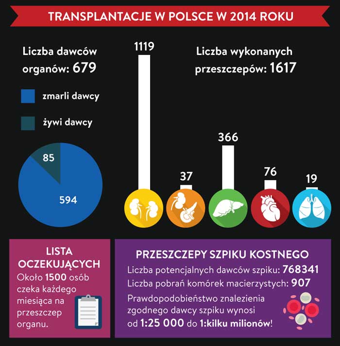 transplantacje w Polsce w 2014 roku