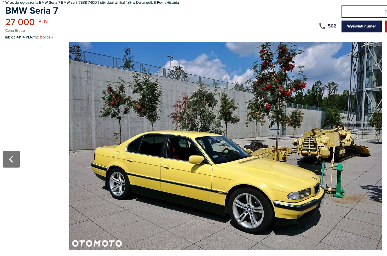 BMW E38 na sprzedaż 