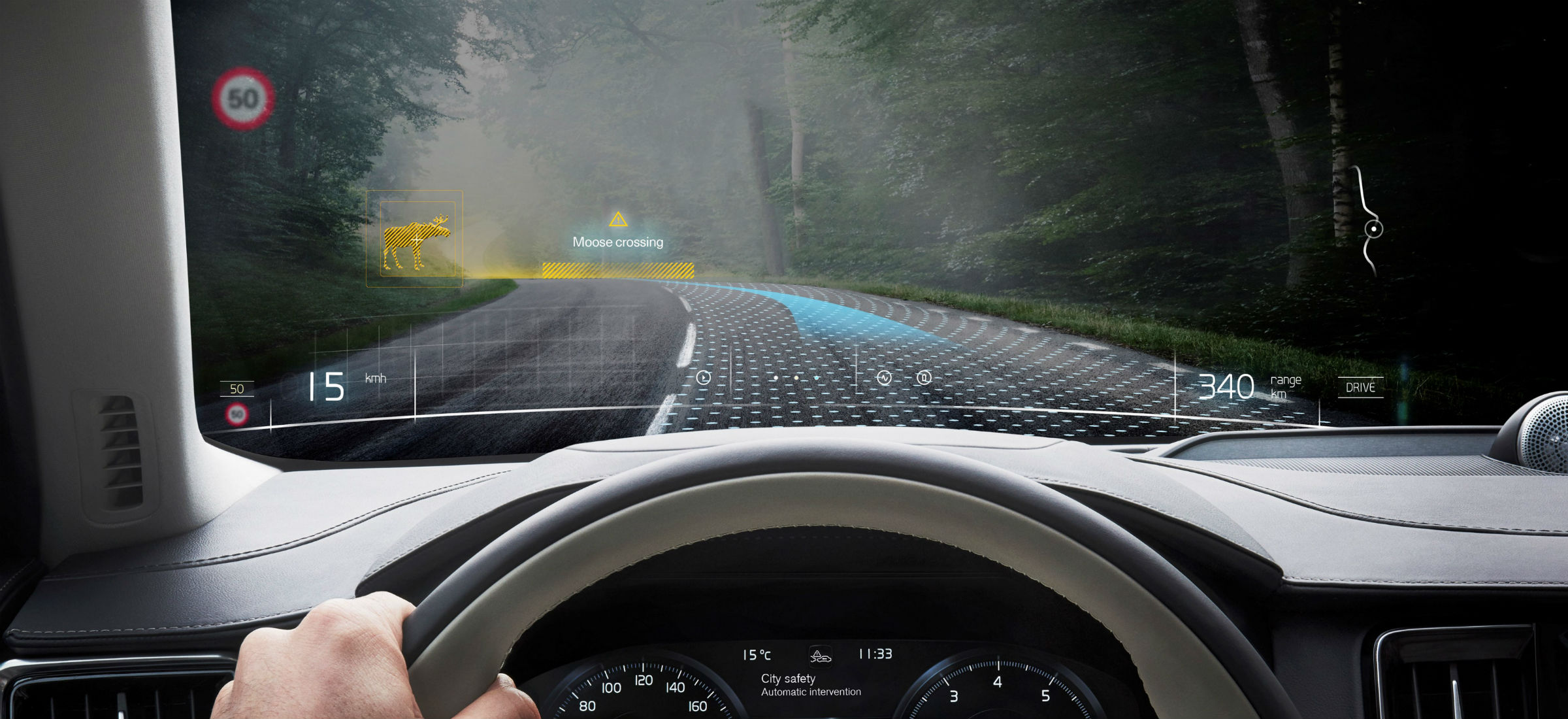 Volvo wyświetlacz HUD