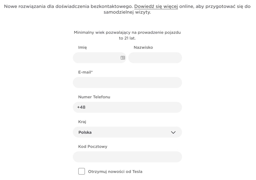 tesla dostawy w polsce 