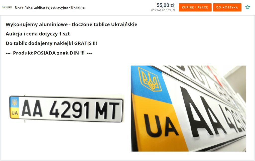 fejkowe ukraińskie tablice rejestracyjne