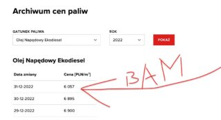 spadek cen paliw