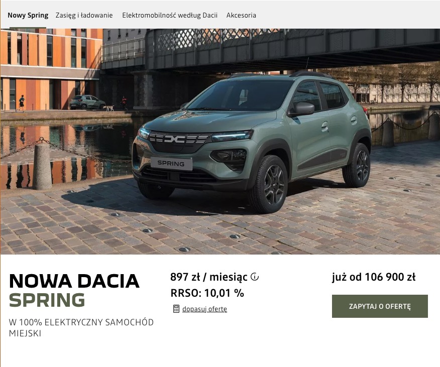 Dacia Spring cena w Polsce 2023 