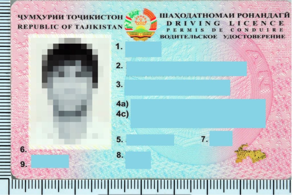 fałszywe prawo jazdy Tadżykistan