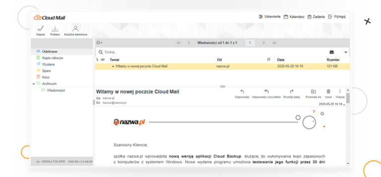 cloud mail od nazwa pl zrzut ekranu