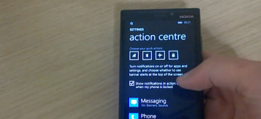 Krótka piłka: Centrum powiadomień w Windows Phone 8.1 złapane na filmie – Chcę to!