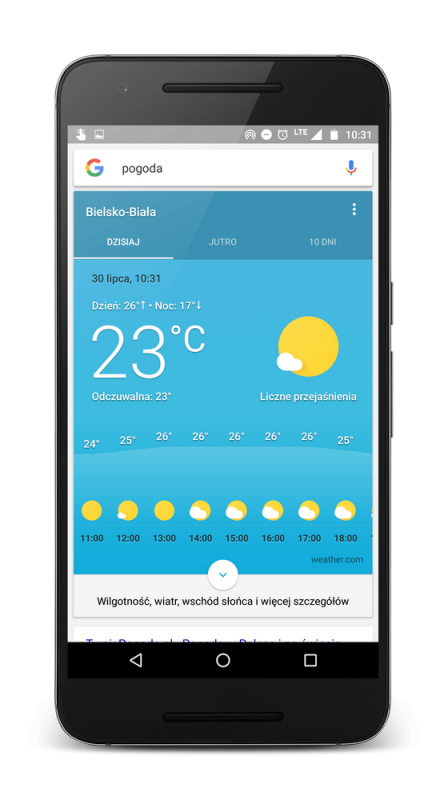 Aplikacja pogoda google