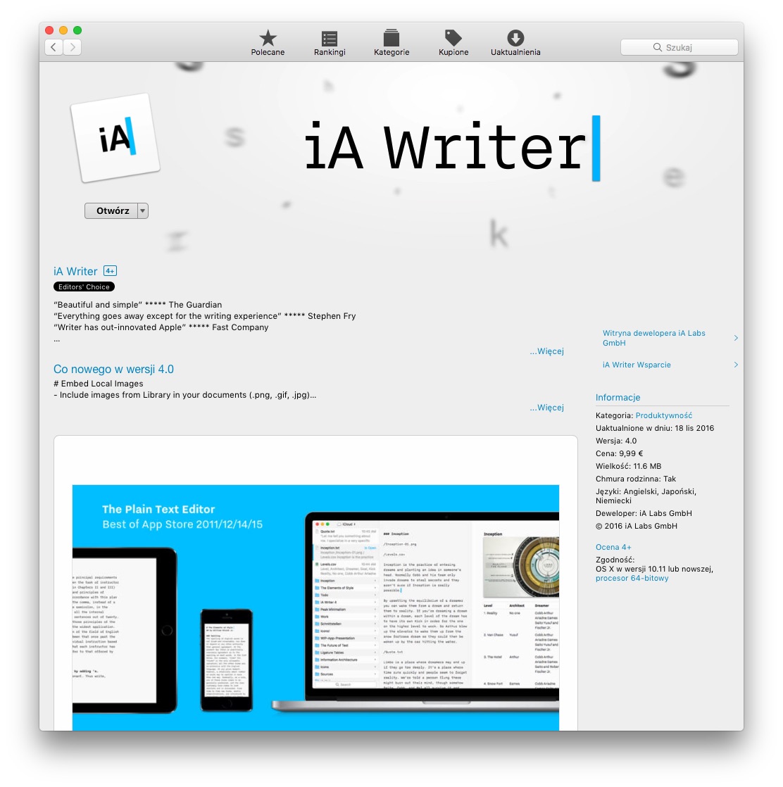 iA Writer instal