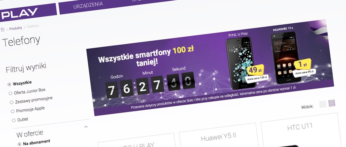 Play obniża ceny. 100 zł zniżki na wszystko w eshopie operatora