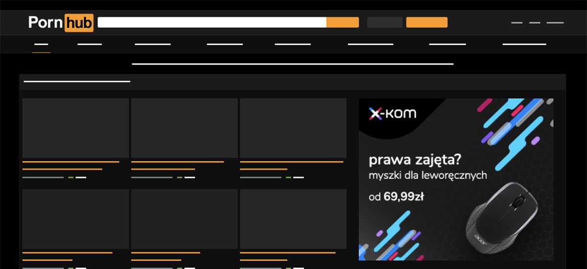 x-kom reklamuje myszki dla leworęcznych na pornhubie