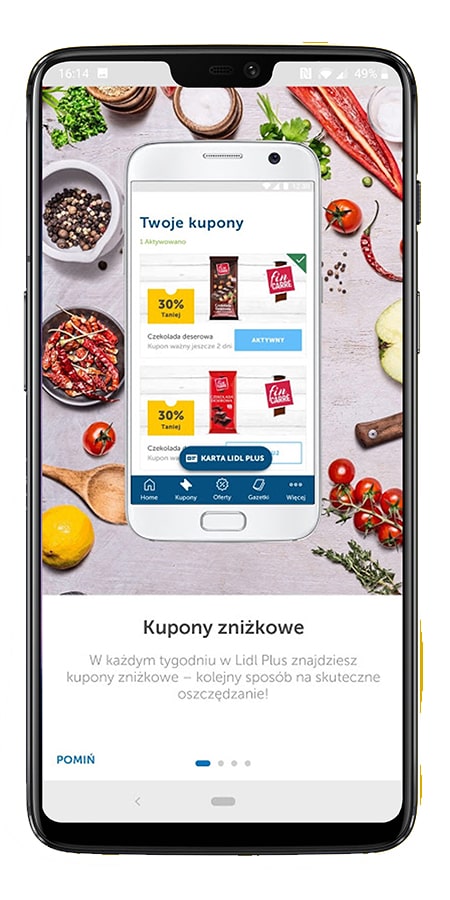 Discount coupons in the Lidl Plus app