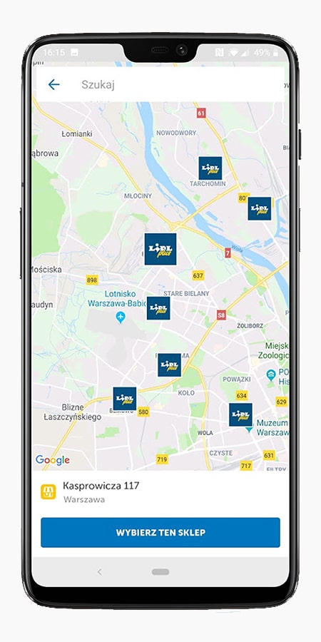 Lidl stores on in the Lidl Plus app