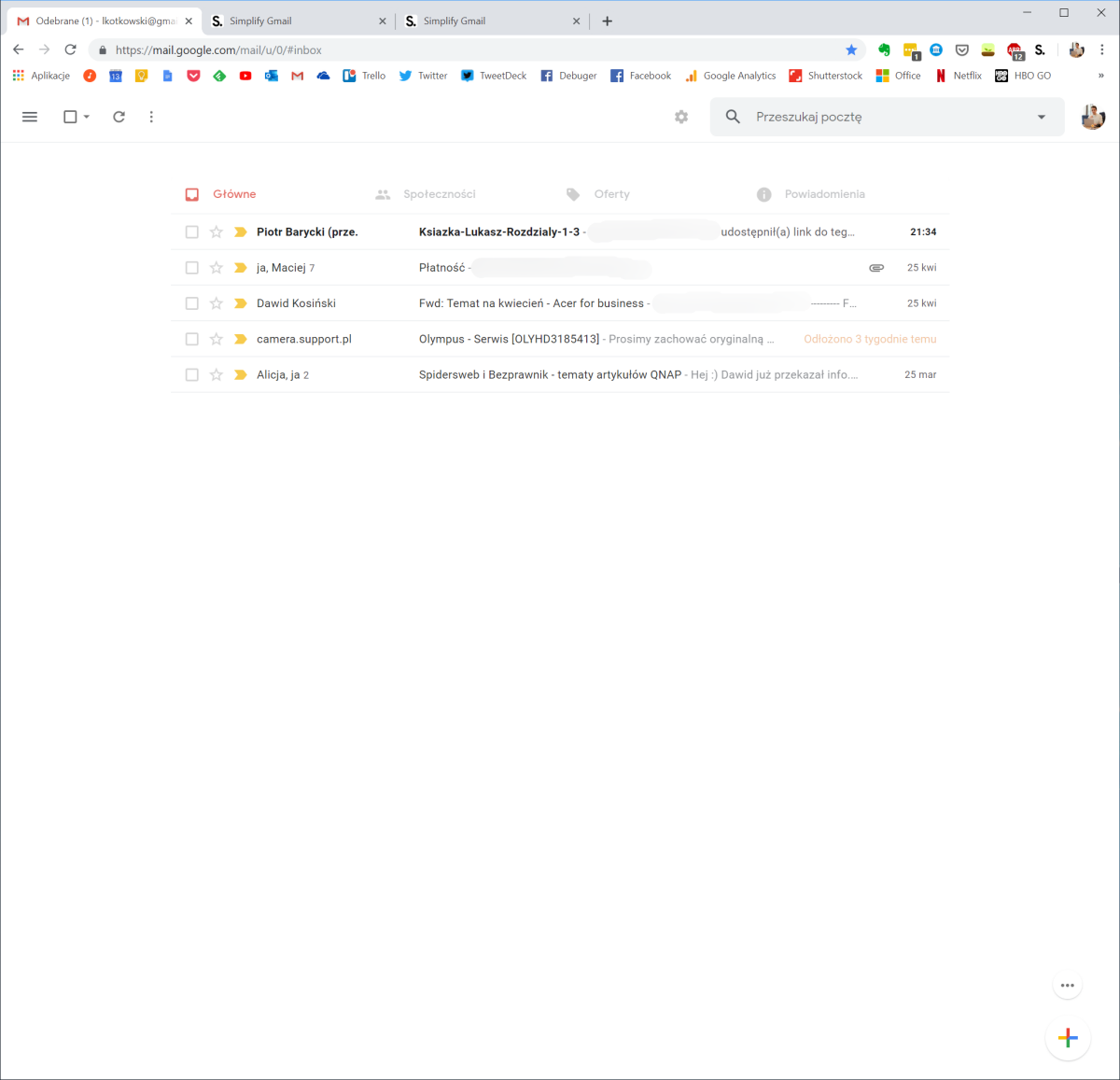 This is what Gmail with Simplify looks like. Is beautifully