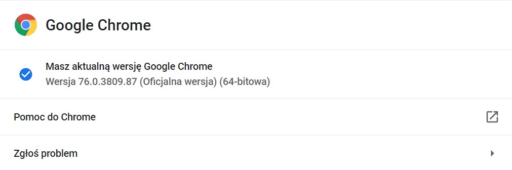 Chrome 76 update