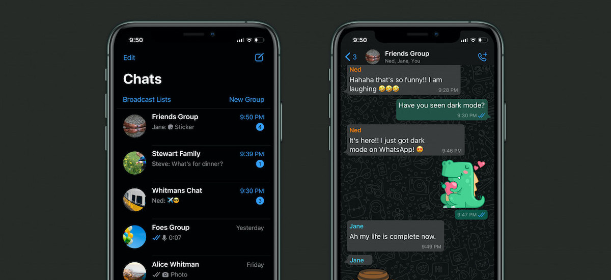 WhatsApp Dark Mode iPhone Android aktualizacja