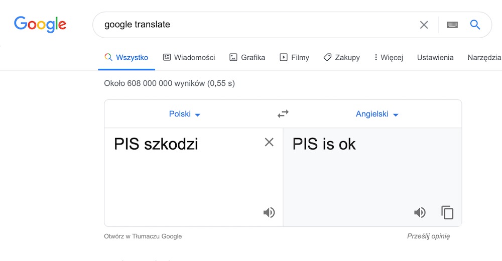 Google translate 2 Pis harms is ok