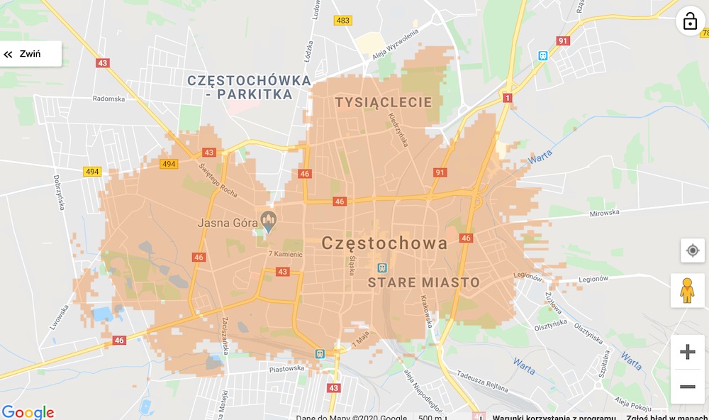 orange range map 5G 10 czestochowa