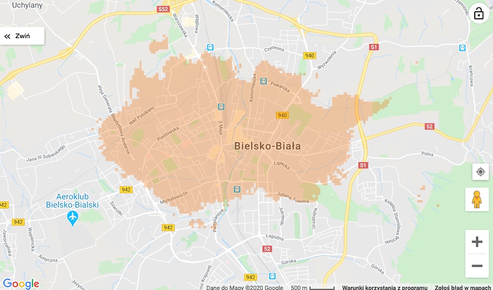 orange range map 5G 11 Bielsko-Biała