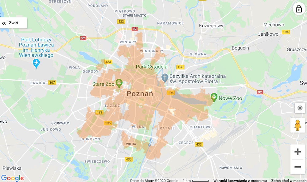 orange 5G range map 5 Poznan