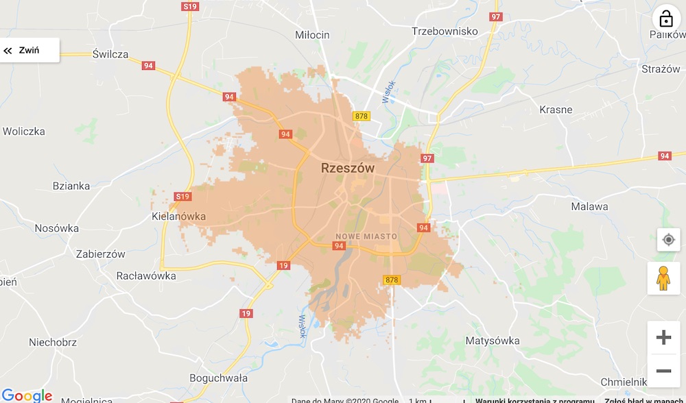 orange 5G range map 7 Rzeszów