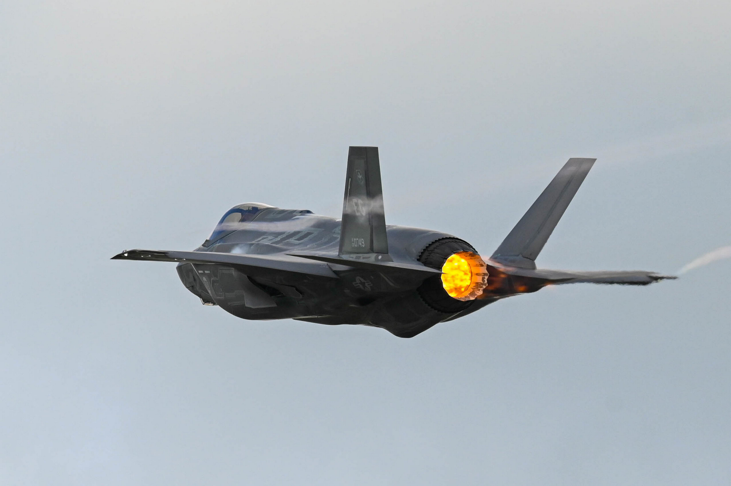 A U.S. Air Force F-35A Lightning II from the 58th Fighter Squadron, 33rd Fighter Wing, Eglin Air Force Base, Florida, takes off for a training mission during Northern Lightning at Volk Field Air National Guard Base, Wisconsin, Aug. 15, 2022. Volk Field offers open airspace with optimal weather conditions for flying, allowing the 33rd FW to avoid over 60% of seasonal lightning and hurricane delays in Florida. (U.S. Air Force photo by Airman Christian Corley)