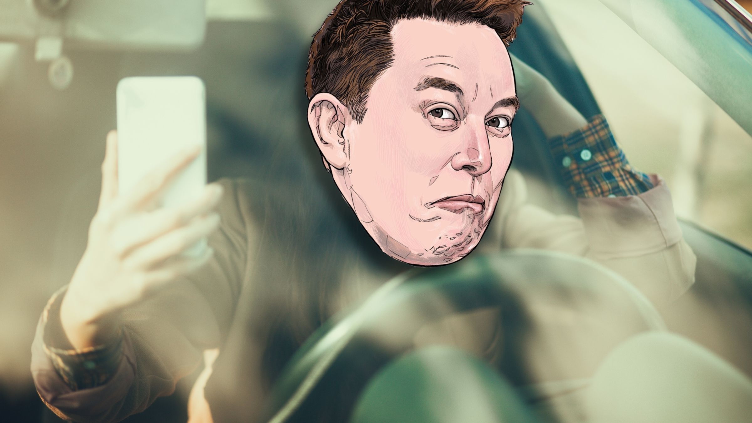 Elon Musk prowadzi jak polscy influencerzy. Z telefonem z ręku