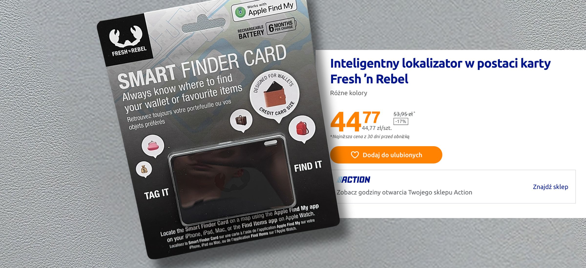 Lokalizator Fresh 'n Rebel Smart z Action jest cieńszy, tańszy i równie skuteczny. AirTag może się schować