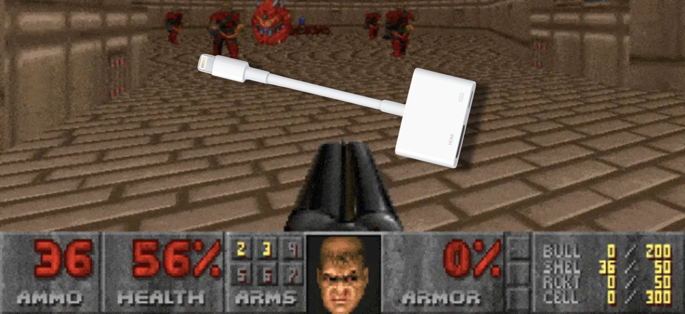 DOOM na adapterze Lightning - HDMI. Chciałbym żartować