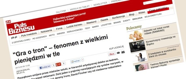 Gra o tron – fenomen z wielkimi pieniędzmi w tle, czyli Kuba Kralka w „Pulsie Biznesu”