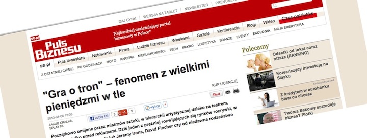 Gra o tron &#8211; fenomen z wielkimi pieniędzmi w tle, czyli Kuba Kralka w &#8222;Pulsie Biznesu&#8221;